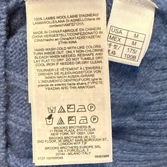 Brooks Brothers 100% Lambs Wool Blue Cable Knit Sweater Men's Medium Officewear - Picture 4 of 7